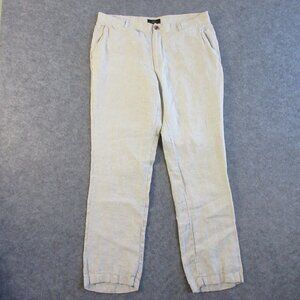 Club Room Casual Pants Men 36x30 Beige Flat Front linen 308